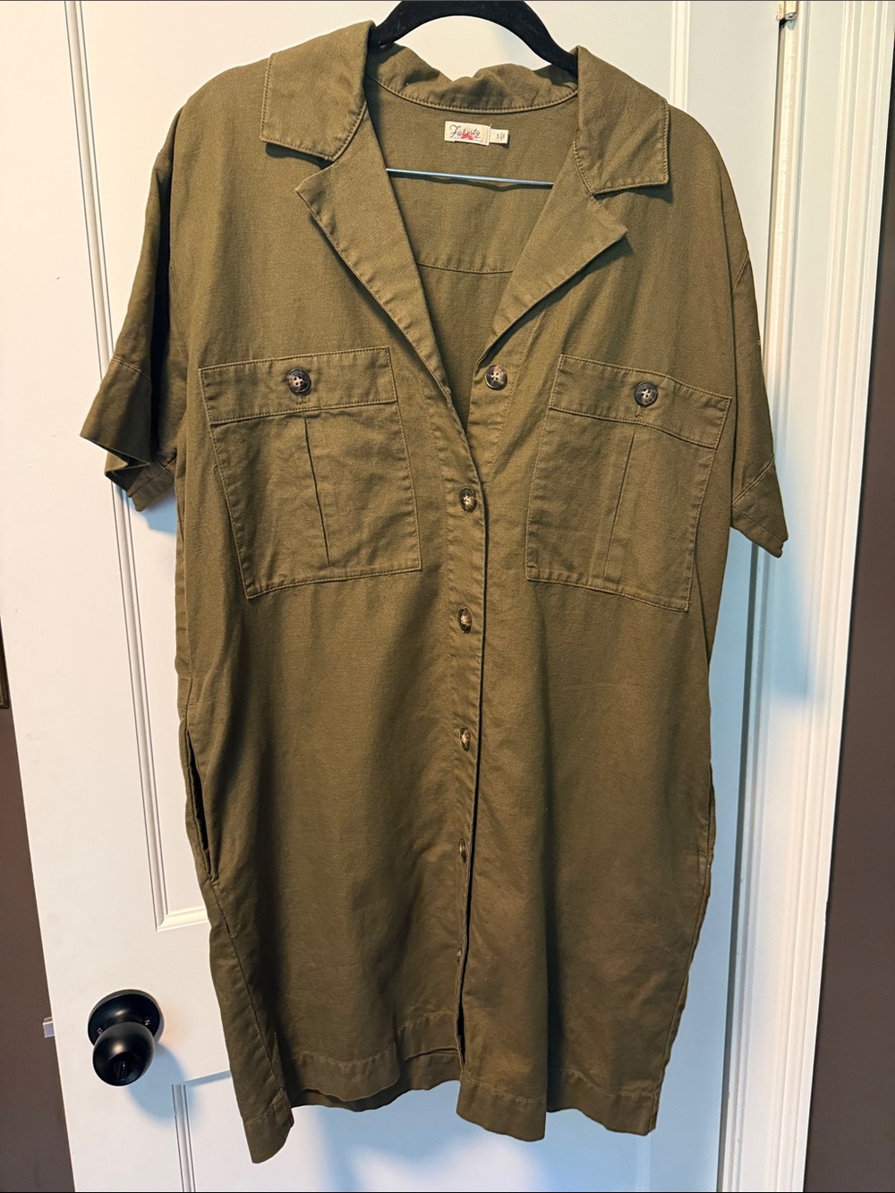 Olive Green Short Sleeve dress - faherty brand